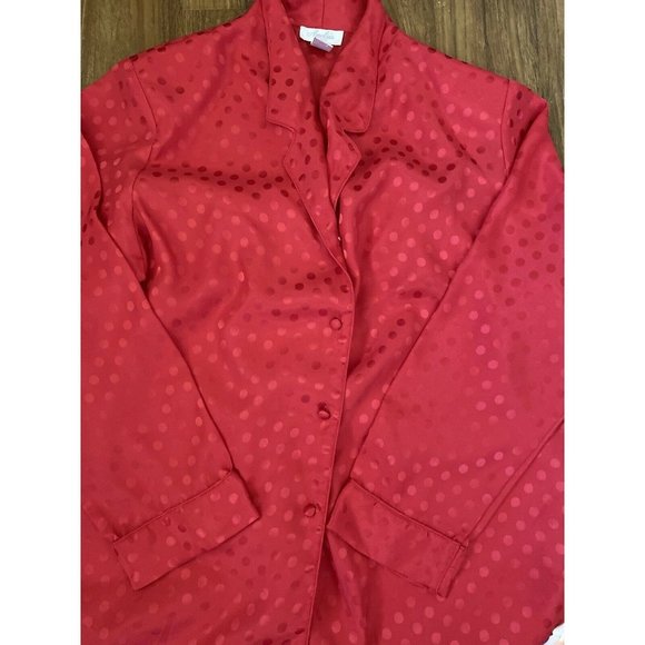 Vintage Amelia's Red Polka Dot Satiny Polyester 2 Piece Pajama Lounge Set Size L - Picture 10 of 10